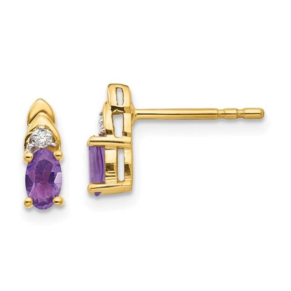 Primal Gold 14 Karat Yellow Gold Diamond and Amethyst Earrings