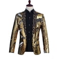 thumbnail image 4 of Traje de cuello vuelto con lentejuelas para hombre, traje para actuación en el escenario, club nocturno, bar, DJ, cantante, presentador, top moderno, 4 of 6