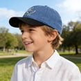 thumbnail image 2 of newwalpole Kids Dinosaur Embroidery Baseball Cap, Adjustable Snapback Washed Distressed Vintage Retro Cotton Sun Hat Blue for Size One Size, 2 of 7