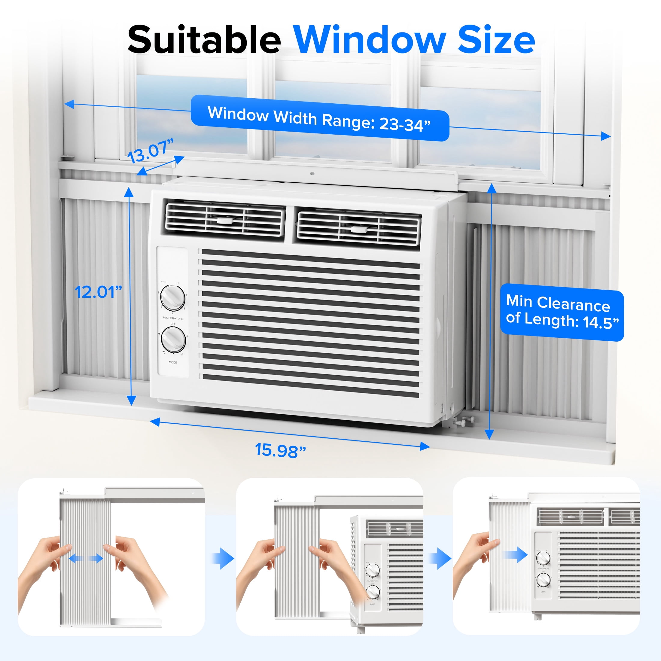Electactic 5000 BTU 115V Window Air Conditioner, for Small Room AC Unit air conditioner Easy Installation, Cools up to 150 Sq. Ft
