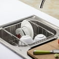thumbnail image 4 of Adjustable Curved bottom Over Sink Stainless Steel Dish Drying Rack ,Fruit and Vegetable basket, 4 of 5