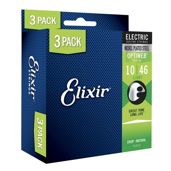 Juego de 3 cuerdas para guitarra eléctrica Elixir de acero niquelado