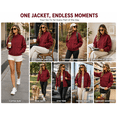 thumbnail image 5 of Aezemi Women Full Zip Oversized Sweatshirt with Cargo Pockets Mock Neck Zip up Fashion Loose Fit Fall Winter Outerwear Coat Casual Trendy Long Sleeve No Hood Sweatshirt for Women XXL, 5 of 7
