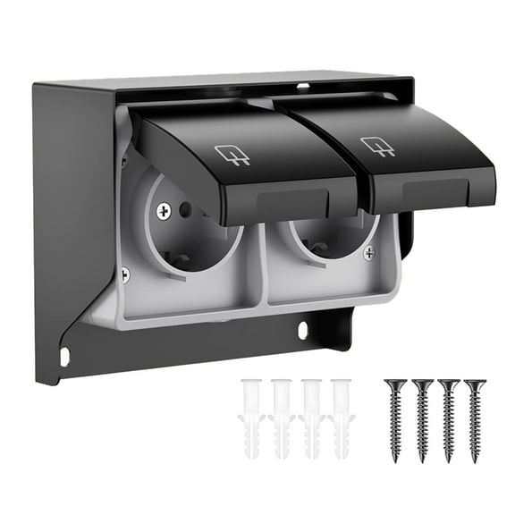 Waterproof Outdoors Socket with Cover Surfaces Mounted Wall Panel Outside Plug Receptacle Box for Light, Garden