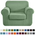 thumbnail image 1 of CHUN YI Stretch 2-Piece Checks Sofa Cover with Cushion Cover Slipcover, 1 of 6