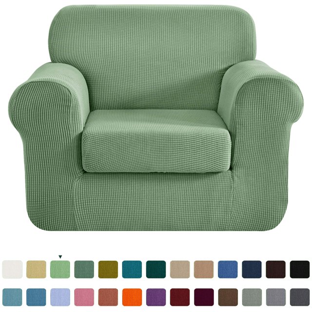 CHUN YI Stretch 2-Piece Checks Sofa Cover with Cushion Cover Slipcover