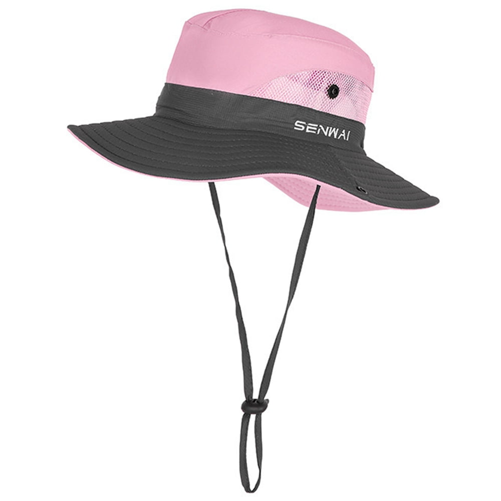 2 Pieces 5-14Y Kids Summer Sun Hat Wide Brim UV Protection for Girls Ponytail Beach Bucket Cap 