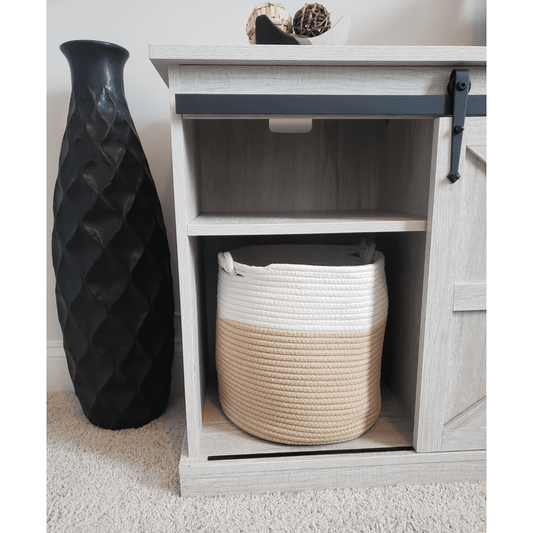 Large Round Blanket Basket, Woven Nursery Cotton Rope Baskets for