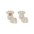 thumbnail image 2 of BemeyourBBs Newborn Baby Girls Little Sister Outfits Waffle Knit Little Sis Letters Letters Embroidery Short Sleeve Romper with Pockets Shorts Set 2Pcs Infant Baby Girl Summer Clothes, 2 of 9