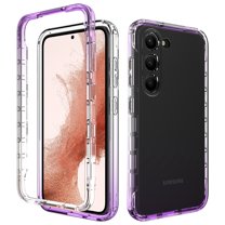 Dteck Case for Samsung Galaxy S23,Shockproof Rubber Gradient Case Hyrbid PC Bumper Transparent Flexible TPU Back Protective Cover for Galaxy S23,Purple