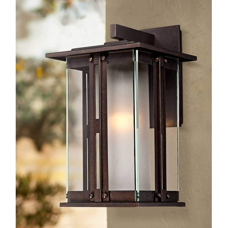 Fallbrook Modern Rustic Farmhouse Outdoor Wall Light Fixture Bronze ...