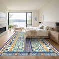 thumbnail image 3 of ODIKA 5'x7' Machine Washable Non-Slip Area Rug, Aztec Teal Blue High Traffic Rug, Blue, 1077843, 3 of 7