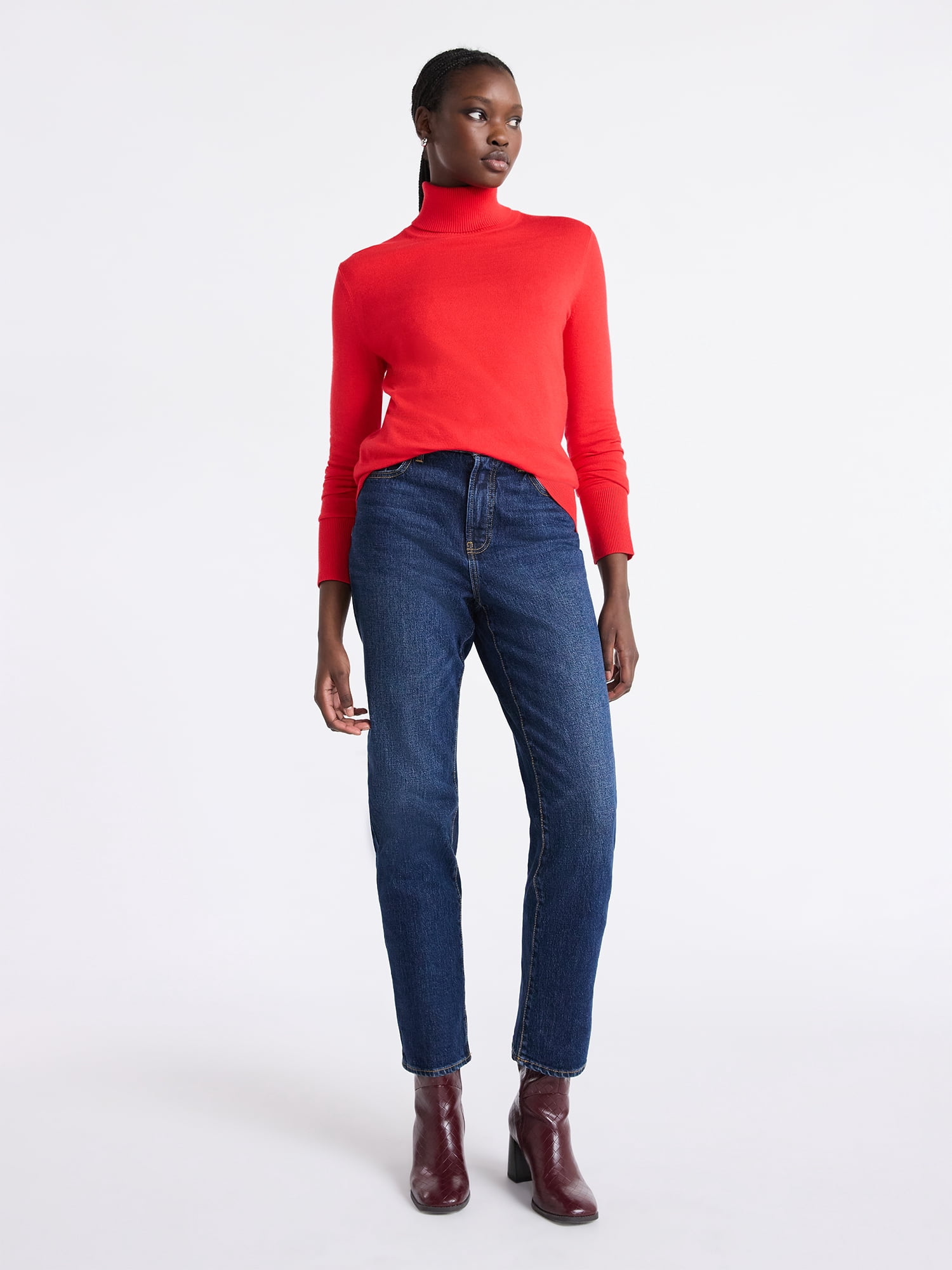 Free Assembly Women's Cozy Yarn Turtleneck Sweater with Long Sleeves, Sizes XS-XXL