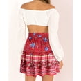 thumbnail image 2 of Femmes Été Mignon Taille Haute Jupe Volants Imprimé Floral Swing Plage M., 2 of 8