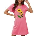 thumbnail image 3 of Blmnix Womens Nightgown Mumu Sleep Dress Short Sleeve Crew Neck Pink Sleep Dress, 3 of 4