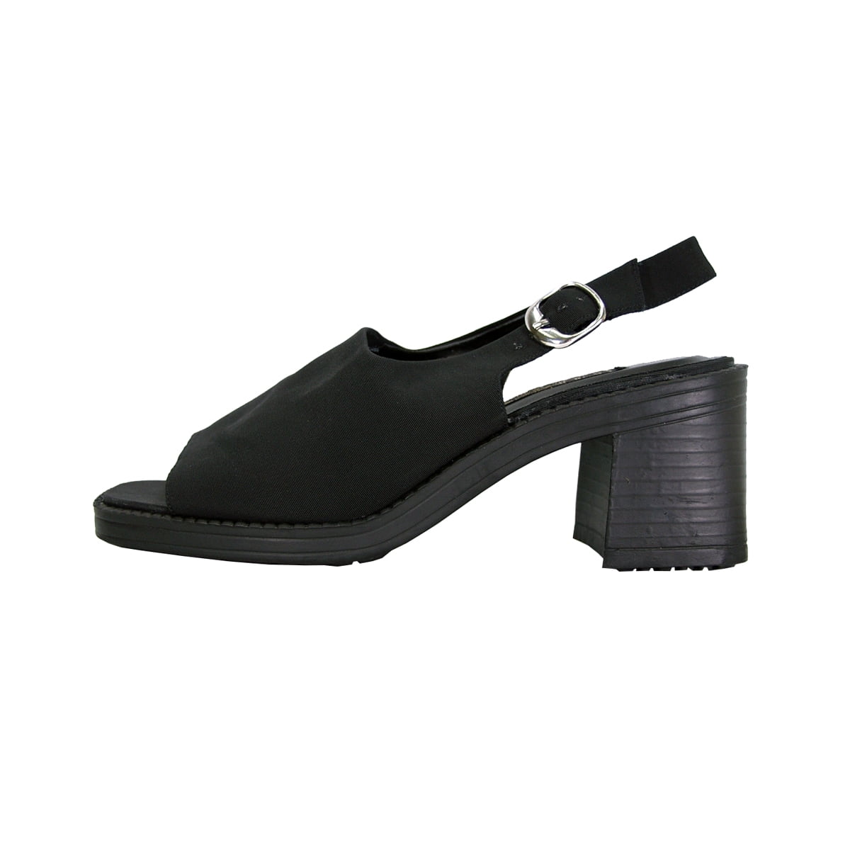 FUZZY Darby Women's Wide Width Elegant Comfort Heeled Slingback Sandals BLACK 8
