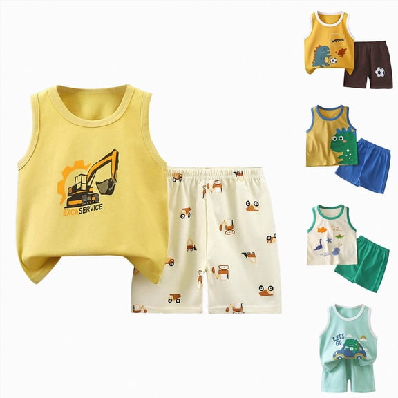 Xudanell Toddler Boy Spring Outfits 12 Month Boy Clothes 2Pcs Baby Boy Summer Clothes Toddler Beach Outfits Tops Shorts Set Blue for Size 5-6 Years