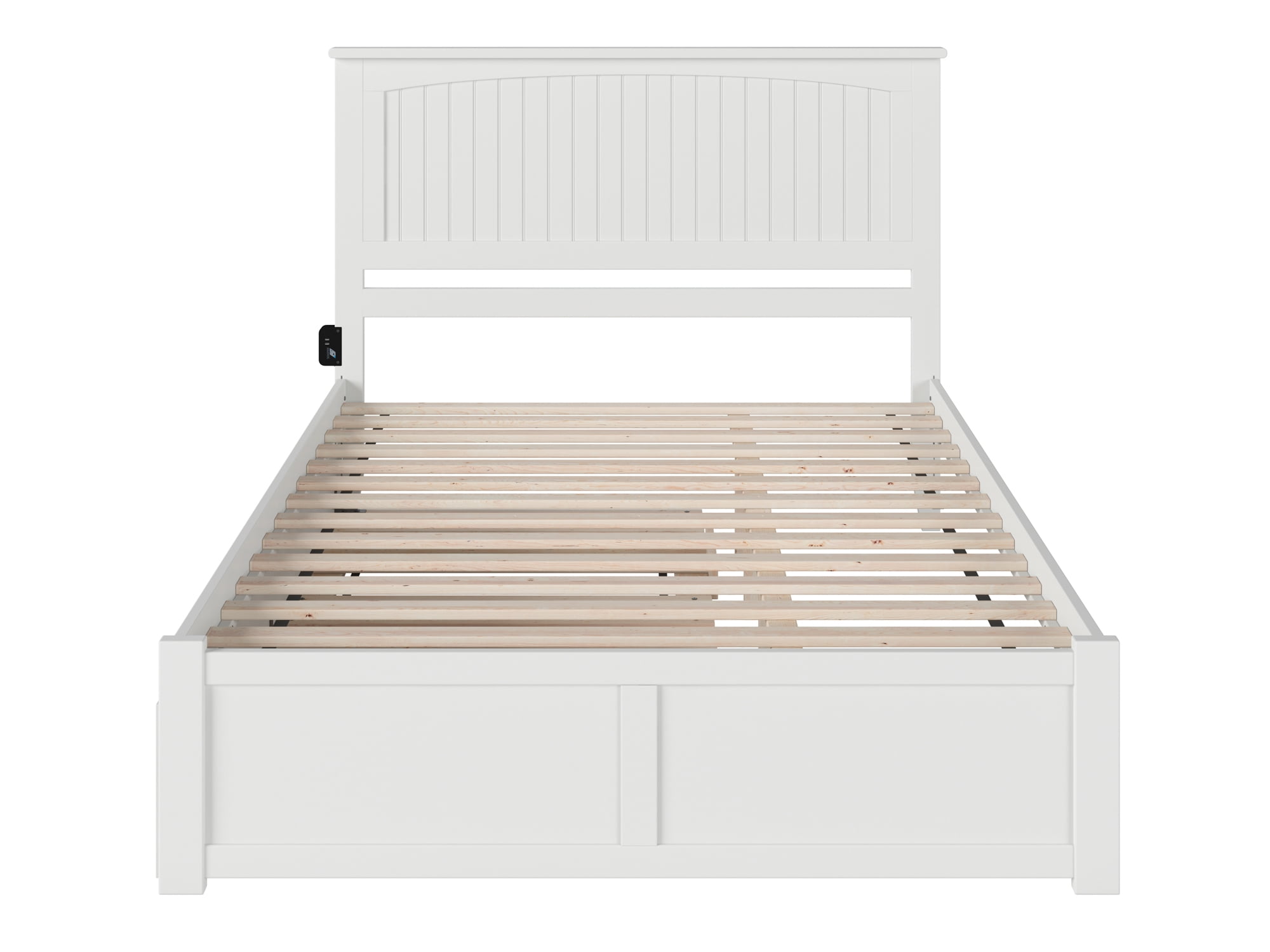 AFI Nantucket King Wood Platform Bed with Footboard and Twin-XL Trundle, White