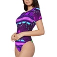 thumbnail image 2 of Lsque Geometry Dash Women's Crew Neck Short Sleeve Bodysuit Basic T Shirts Tops Onesie Adult Cute Pajama-XX-Large, 2 of 8