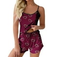 thumbnail image 2 of Hrsba Heart Print Pajama Set for Women Cute Sleeveless Cami Top and Shorts Summer Soft Lightweight Ladies Sleepwear Nightwear Set, 2 of 4