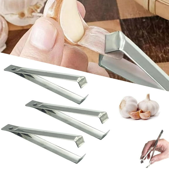 3Pcs Garlic Peeler, Stainless Steel Garlic Peeling, Fish Bone, Tweezer Peeling Clip for Household Kitchen Gadgets Tool