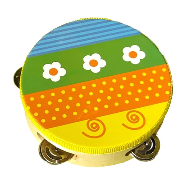 Pandereta de madera, tambor de mano, instrumento musical, juguete educativo para niños. 15 centímetros