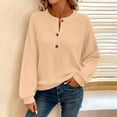 thumbnail image 1 of TaTaai Women's Casual Loose Fashion Solid Color Waffle Long Sleeve Pullover Top Ladies Soft Breathable Blouse for Daily Work Travel Shopping Streetwear Spring Winter Wear Gift, 1 of 9