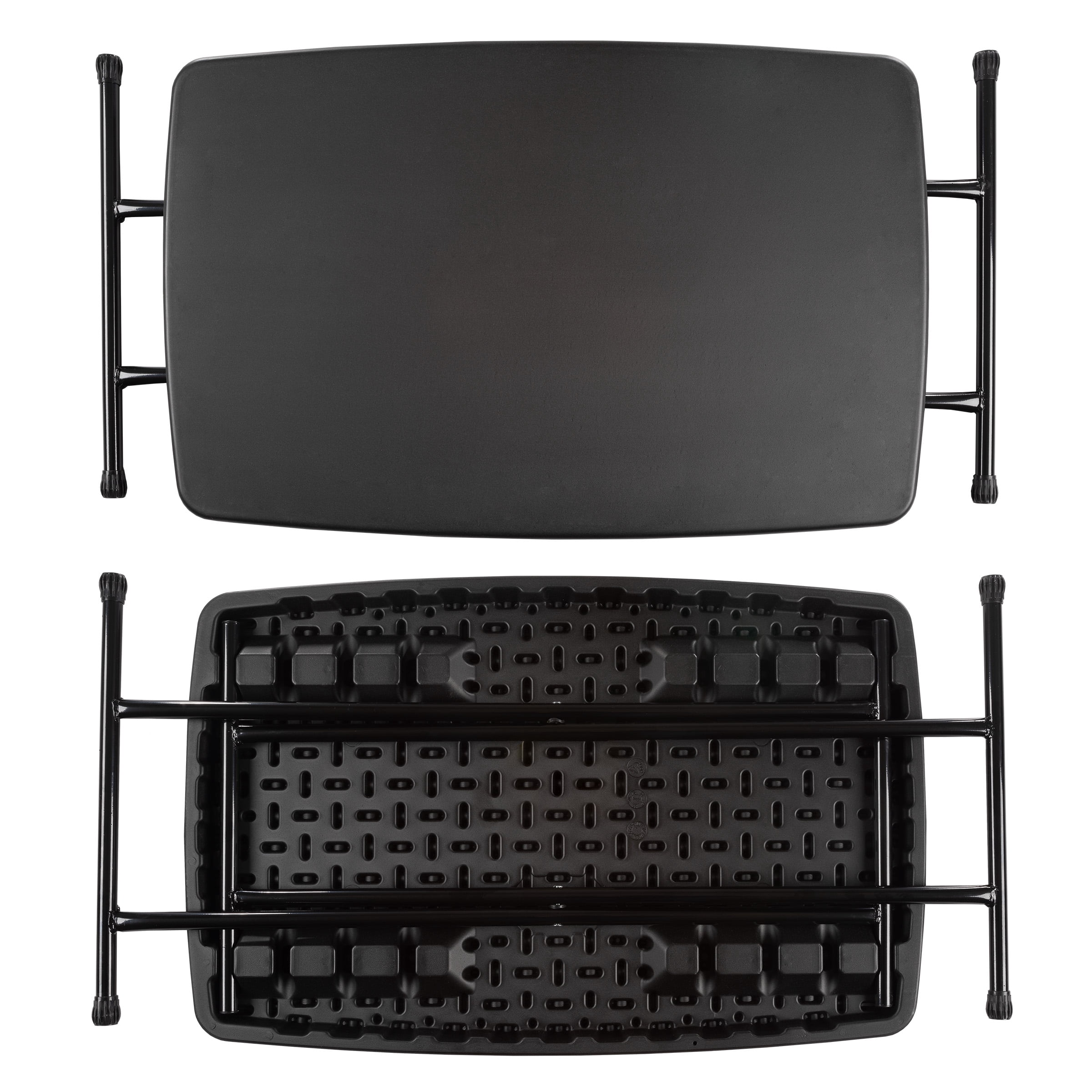 Everyday Home Set of 2 Folding Tables for Camping, Cards, and Crafts, Black