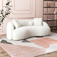 thumbnail image 3 of Highland Modern Living Room French Knitted White Boucle Fabric Upholstered Sofa, 3 of 7