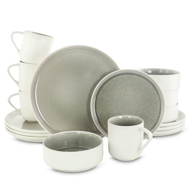 Gibson Elite Global Edge 16 Piece Round Stoneware Dinnerware Set in