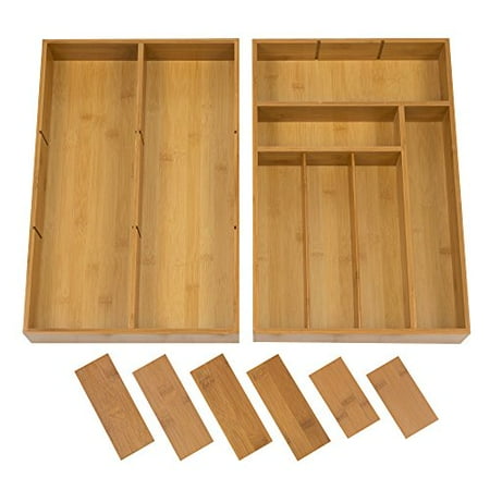 Seville Classics 2 Pack Bamboo Drawer Organizer Walmart Com
