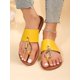thumbnail image 1 of Women Metal Decor Thong Sandals, Fashion Summer Flat Sandals, 1 of 5