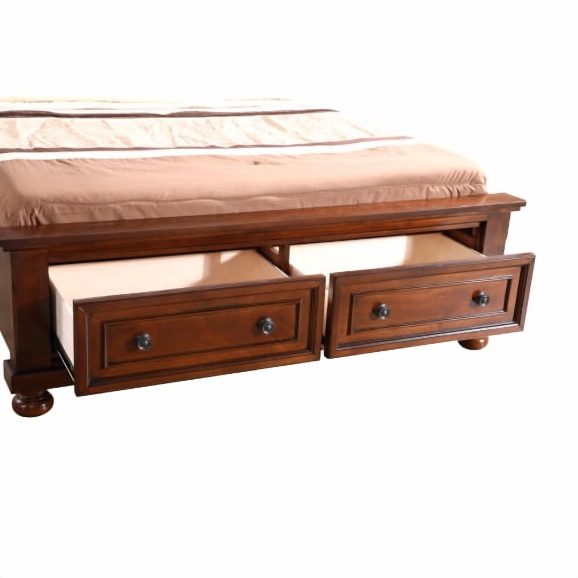 taoruifang Charming Full Bed In Rich Cherry Finish 58"H x 57"W x 92"D Classic Wooden Frame & Sturdy Mattress Support