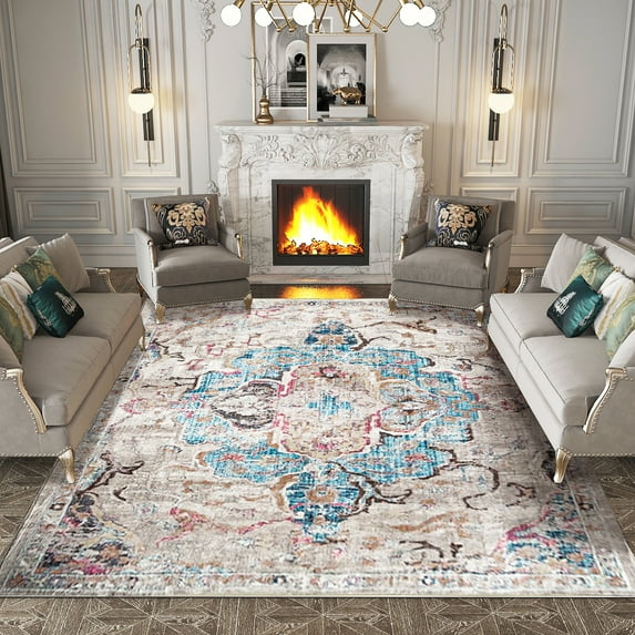 Large Area Rug for Living Room, Non-Slip Floor Carpet Rug Mat Decor for Doorway Bedroom