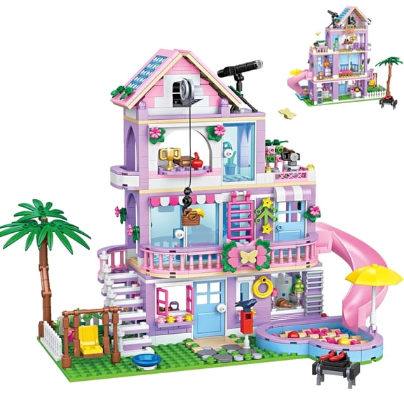Friends Seaside Beach Villa Building Toy for Girls, Educational Construction Set for Kids Age 8-12