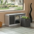 thumbnail image 6 of MDF Storage Box Shoe Bench with 2 Shelves, Foldable Baskets and a Gray Cushion, White, 6 of 6