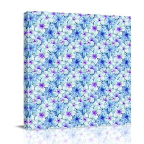 Canvas Wall Art, Blue Purple Flowers Framed Canvas Prints for Living Room Bathroom, Farmhouse Botanical Floral Petal Gallery Wrapped Wall Decor for Home Office, Gifts, 12"x12" Ship Next Day