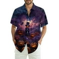 thumbnail image 3 of JGNGSHN Short Sleeve Halloween Costumes for Men Casual Button Down Hawaiian Holiday Shirts Cute Pumpkins Printed T-Shirt, 3 of 8
