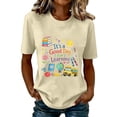 thumbnail image 4 of Women's Graphic Short Sleeve Teacher T-Shirt Butter T Shirt Teach Tshirt Cute Teacher Life Shirts Special Education Tee Inspirational Tops Beige,L, 4 of 7