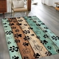 thumbnail image 3 of Teal Blue Brown Kitchen Runner Rug 2.7x5 Washable Runners for Hallway Non Slip Rustic Farmhouse Dog Paw Vintage Large Area Rug Indoor Floor Carpet for Bathroom Laundry Entryway Bedroom Living Room, 3 of 8