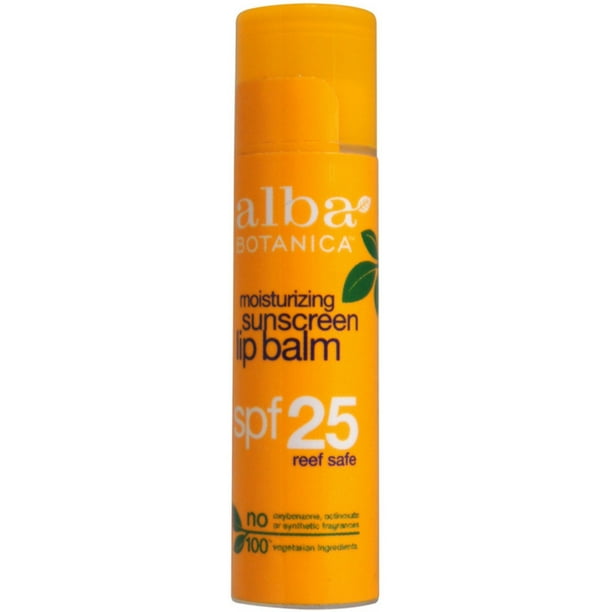 3 Pack Alba Botanica Moisturizing Sunscreen Lip Balm Spf 25 0.15 oz