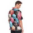 thumbnail image 4 of Macarons Men's Hawaiian Wrinkle Free Button Down Short Sleeve Shirt Casual Shirts Beach Shirts, 4 of 8