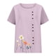 thumbnail image 1 of Tops de Manga Corta de Verano para las Mujeres Cuello Redondo Impreso Botón Superior Camiseta de Imitación Rack, Blusa de Moda Casual para el Uso Diario, 1 of 3