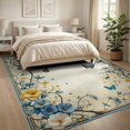 thumbnail image 3 of ODIKA 8'x10' Washable Area Rug Non-Shedding, Easy Care, Boho Motif Whimsical Butterfly Vine Border Scattered Delicate for King Size Bedroom Under Bed, Master Suite, 3 of 7