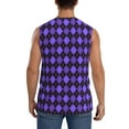 thumbnail image 4 of Fotbe purple argyle Men's Camiseta sin Mangas Estampada para Hombres, Playera Casual para Gimnasio, Entrenamiento, Playa-Large, 4 of 7