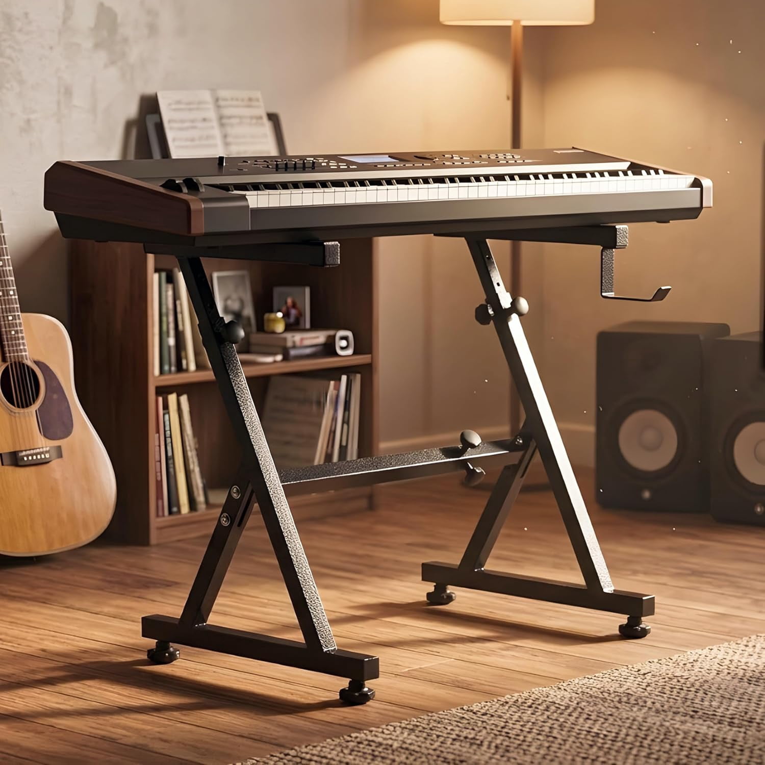 Z Style keyboard piano stand, Heavy Duty 200LBS adjustable keyboard stand Fits 61 76 88 Key, Anti Slip Pads Headphone Hook Home Stage keyboard stand for piano accessories Pro Use