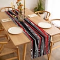 thumbnail image 3 of Red Black Stripes Table Runner - 36 Inch Long, Kitchen Dining Table Runner Dresser Scarves, Modern Gradient Abstract Lines Art Farmhouse Decor for Coffee Tables Wedding Party Banquet, 3 of 8