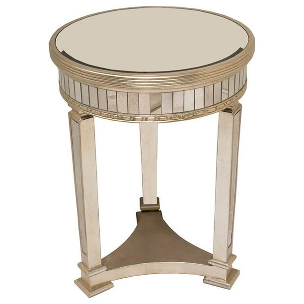 Best Master Borghese Solid Wood Mirrored Round End Table In Silver Gold Com Best Master Borghese Solid Wood, Mirrored Round End Table