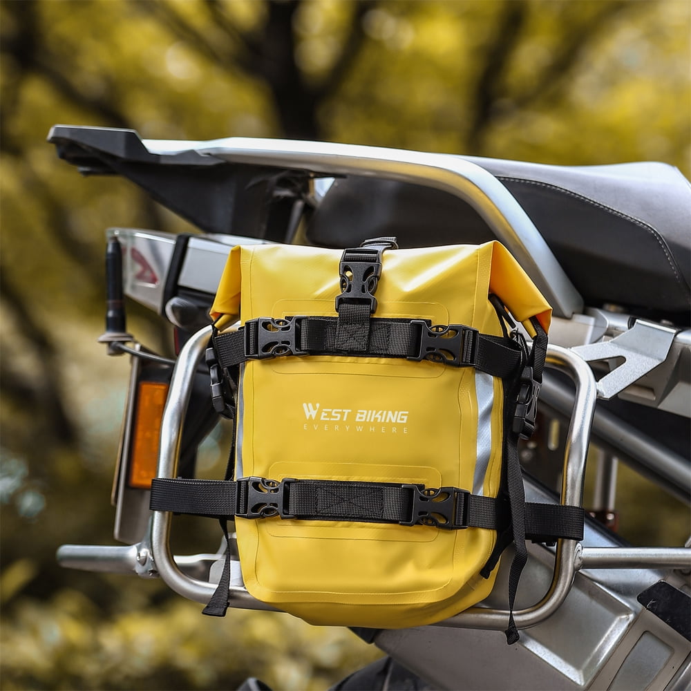 ARMOURAIN Sac Pare Choc Moto Etanche15L Sacoche Latérale Avec Bandoulière Motos Côté Cadre Sac équitation Outils Accessoires (PVC Jaune, 15L