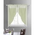 thumbnail image 3 of Sage Green Greek Key Swag Valances for Windows, Geometric Greece Ancient Farmhouse Geo Rod Pocket Sheer Valances for Windows, Swag Toppers Light Filtering for Kitchen Living Room 2 Panels 36''x63'', 3 of 6